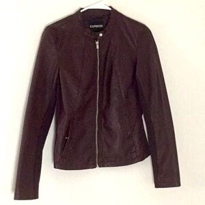 Express Faux Leather Full Zip, Lined Cropped Jacket. Pockets, Biker, Western